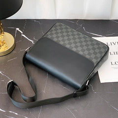 Herren Umhängetasche Leder Plaid