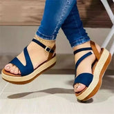 Sandalias de plataforma con hebilla hueca para mujer
