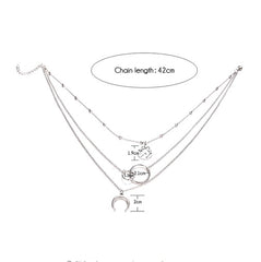 Modische mehrlagige Boho-Halskette mit Mondkarte