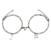 Pulsera de acero inoxidable con sol y luna y corazón sexual creativo que atrae el imán