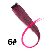 Synthetic Clip In One Pieces Raiinbow Hair Extensions Straight Synthetic Hair Pieces 18" Long Ombre Hair Pink Purple Red Blue