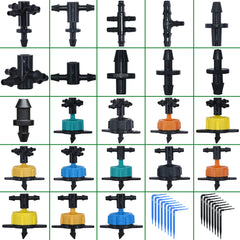 KESLA Garten-Tropfbewässerungssprinkler, 1/8 Zoll, 4-Wege-Wasserrohranschluss, 4/7 mm bis 3/5 mm Schlauchbiegung, Pfeilemitter, Bewässerungstropfer