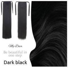 Cabello sintético de 22'', largo, liso, resistente al calor, con cola de caballo, pelo falso, peluca natural, tocado