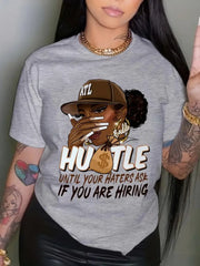 Women's summer print oversized loose casual round neck short sleeved T-shirt top Fashion Streetwear Oversized O-Neck