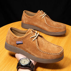 New Men's Casual Shoes Luxury Handmade Suede Leather Sneakers Male Work Lace-up Tooling Shoes for Outdoor Walking Men Footwear