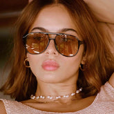 Gafas de sol de piloto de gran tamaño para mujer, gafas de sol de marca de diseñador de moda vintage para mujer, gafas de sol de colores caramelo con espejo y marco grande