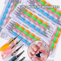 5Pcs/Set Professional UV Gel Polish Dotting Pen Double-Head Graffiti  Painting Pen DIY Christmas Round Dots Manicure Dotting Pen
