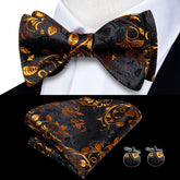Hi-Tie - Juego de gemelos y pañuelo de seda jacquard para hombre, pajarita con nudo de mariposa, venta al por mayor, regalo de boda para hombre