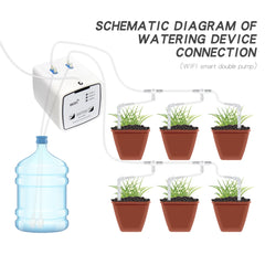 WIFI Intelligentes Bewässerungsgerät Doppelpumpe Zeitgesteuertes automatisches Tropfbewässerungssystem Remote-APPController für Gartenpflanzenblumen