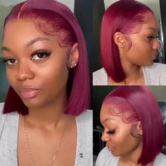 Bob Wig Human Hair 99J Burgundy Lace Front Wigs Human Hair 13x4 Lace Wigs Human Hair Brazilian Straight Bob Wigs