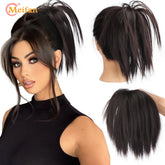 MEIFAN Synthetische chaotisch gerade Haarknoten-Erweiterungen Gummiband Flauschiges Haar Chignon Scrunchy Wrap Hochsteckfrisur Falsches Haarteil für Frauen