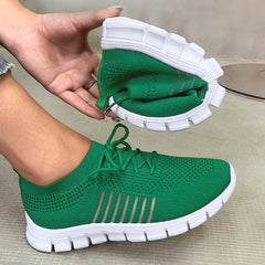 Atmungsaktive Mesh-Sneakers mit weicher Sohle für Damen, leichte, rutschfeste Lauf- und Wanderschuhe für Damen, Frühling 2024, lässige Schnürschuhe mit flachen Schuhen