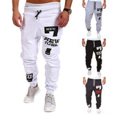 Pantalones deportivos para hombre, con estampado de letras, con cordón y cintura elástica, para gimnasio, fitness, otoño e invierno