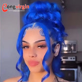 Dark Blue 360 Full Lace Wig Human Hair Pre Plucked Body Wave Lace Front Wigs Hd Transparent Lace Frontal Wig For Women On Sale
