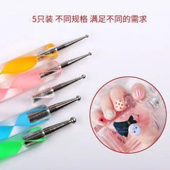 5Pcs/Set Professional UV Gel Polish Dotting Pen Double-Head Graffiti  Painting Pen DIY Christmas Round Dots Manicure Dotting Pen