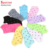 10Pcs/5Pair Unisex Socks Women Men Black White Gray Ankle Socks Female Male Solid Color Socks High Quality Cotton Short Socks