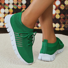 Atmungsaktive Mesh-Sneakers mit weicher Sohle für Damen, leichte, rutschfeste Lauf- und Wanderschuhe für Damen, Frühling 2024, lässige Schnürschuhe mit flachen Schuhen