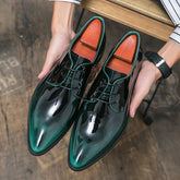 Herren Oxfords Schuhe mit verspiegeltem Gesicht Luxus-Designer-formelle Schuhe Lackleder Spitzschuhe Schnürschuhe Business-Kleid Grün Mokassins
