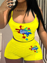 1242 Cross-border European and American women's fashion positioning printed sexy halter shorts suit women