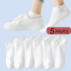 5/10 Pairs High Quality 100% Cotton Men Women Ankle Short Socks Fashion Invisible Sport Sweat-absorbing Girls Low Cut Boat Socks