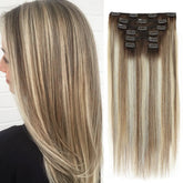 Extensiones de cabello con clip BHF, extensiones de cabello humano liso, extensiones de cabello natural, extensiones de cabello con clip para toda la cabeza, extensiones de cabello natural con clip