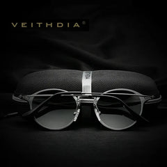 VEITHDIA Men Sunglasses Fashion Round Unisex Sun Glasses Polarized Coating Mirror Sports Driving Male Eyewear For Women 6358