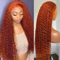 30 Inch Orange Ginger Deep Wave Human Hair Wig 13x4 13x6 HD Lace Curly Wave Color Lace Frontal Human Hair Wigs For Women