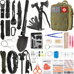 142pcs Ultimate Survival Kit & First Aid Kit: 142-Piece Professional Gear for Camping, Hiking, and Outdoor Adventures