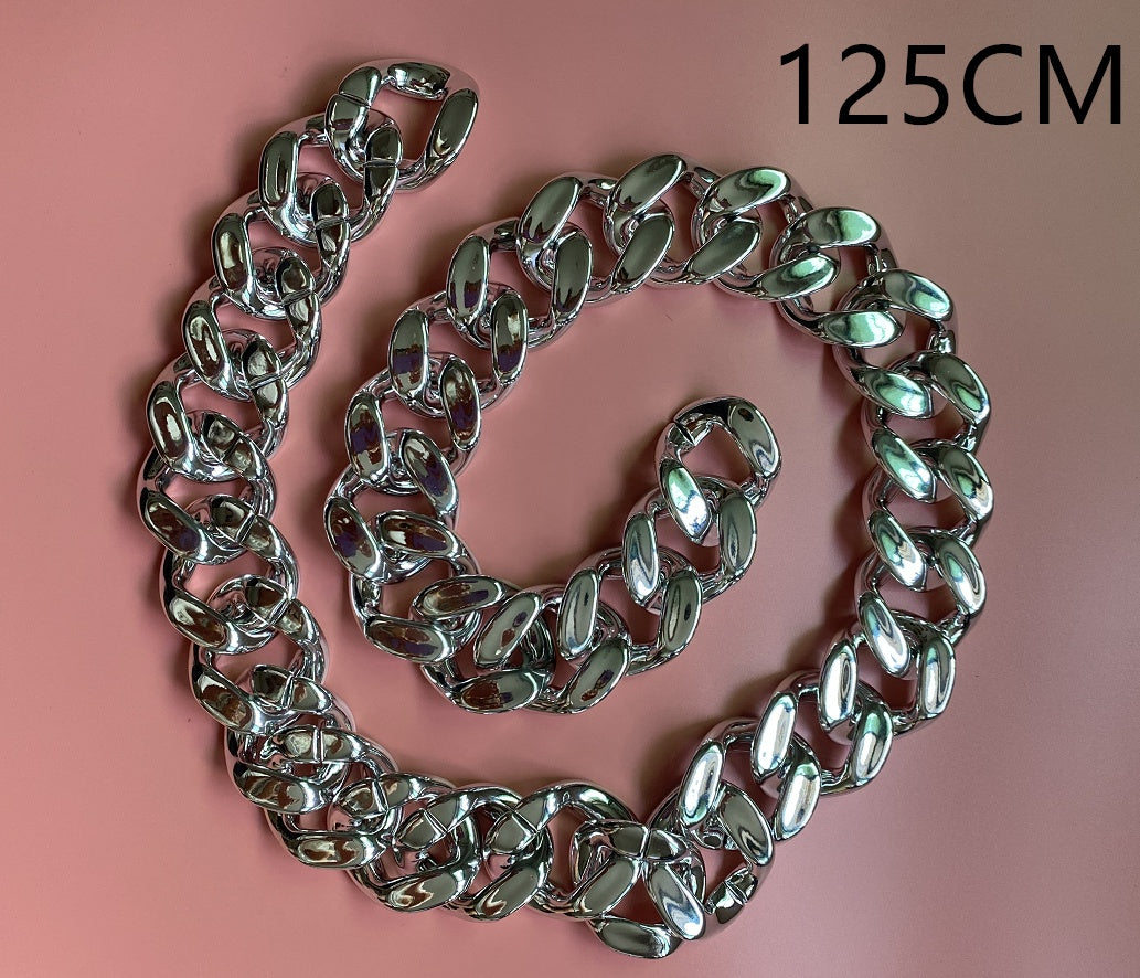 Cadena gruesa de metal dorado con personalidad de Ins Street, cadena de cintura ancha decorativa