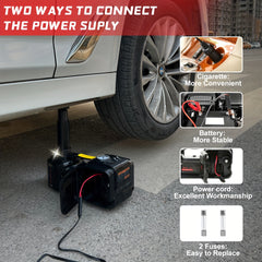 E-HEELP Electric Car Jack Kit 5Ton 12V Hydraulic Car Jack Lift (Lifting Range: 6.1-17.7 Inch) With Electric Impact Wrench - For SUV, MPV, Sedan, Truck -  Garage Repair & Tire Change - Ideal Gift for Car Enthusiasts