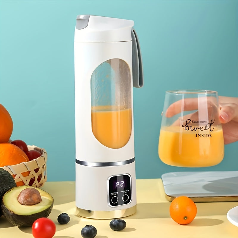 1pc, USB Rechargeable Portable Mini Blender with 3 Modes, Digital Display, 12 Blades, 15.22oz Ice Crusher for Travel, Kitchen Supplies