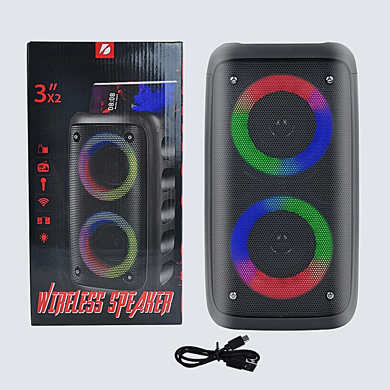 Wireless Speaker With Subwoofer, Large Boombox Speaker, Stereo Speaker, Subwoofer, Outdoor Wireless Speaker, Party Disco Light, TWS, TF, , MIC