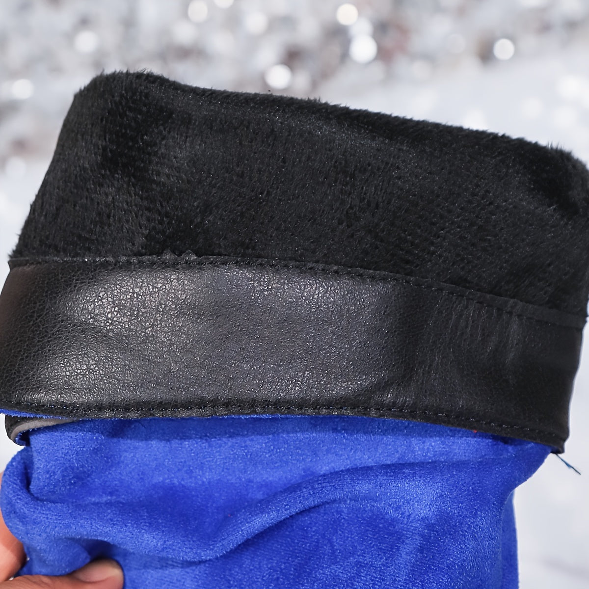 Women's Solid Color Trendy Boots, Buckle Belt Pull On Chunky Heel High Knee Boots, Winter Round Toe Slouchy Boots