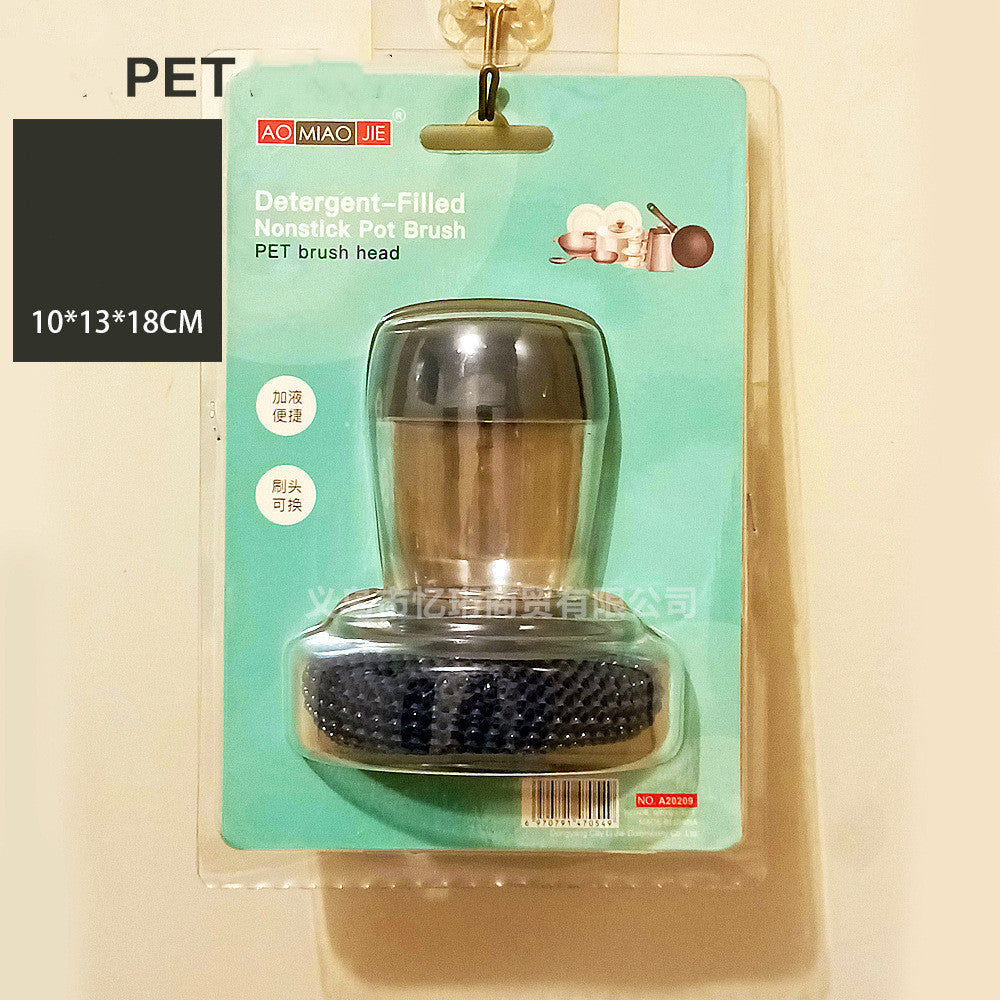 Cepillo de mano para dispensar jabón de cocina, limpiador, cepillo de empuje, herramientas de detergente de cocina