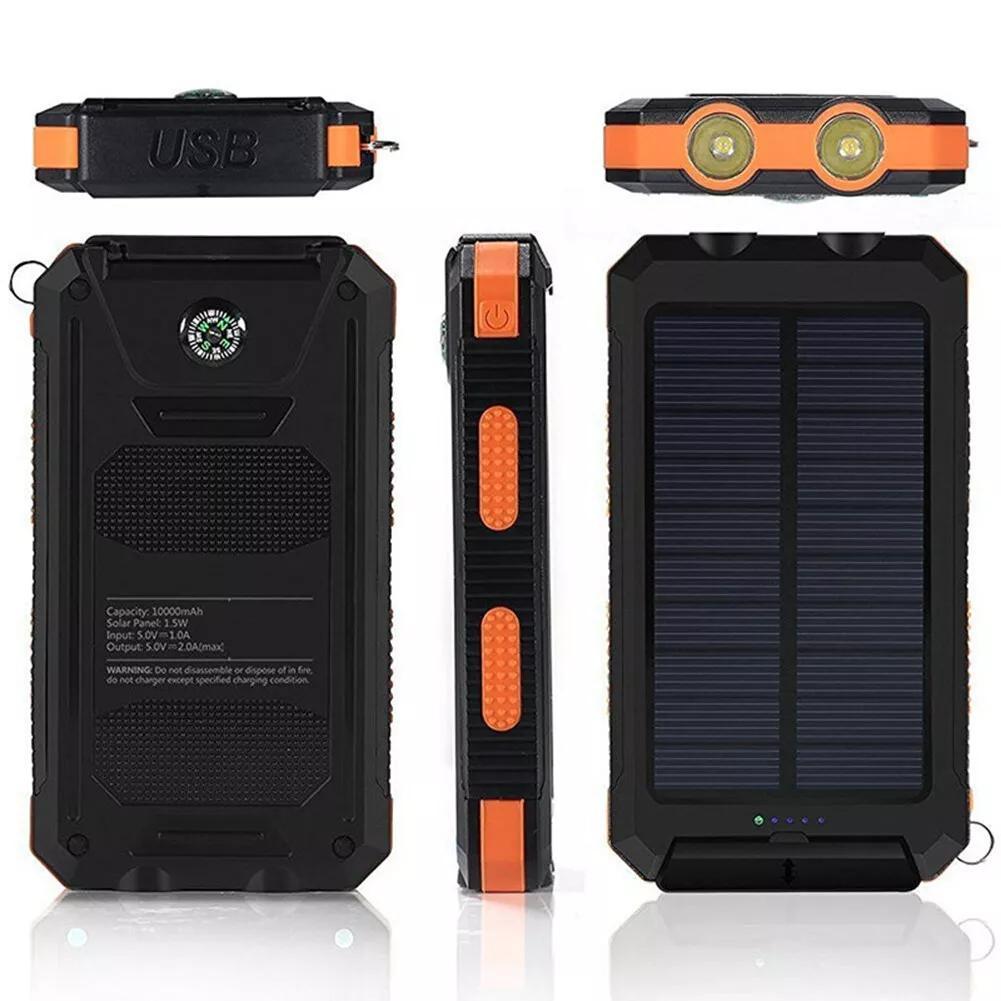 2024 Super 10000mAh USB Portable Charger Solar Power Bank For Cell Phone