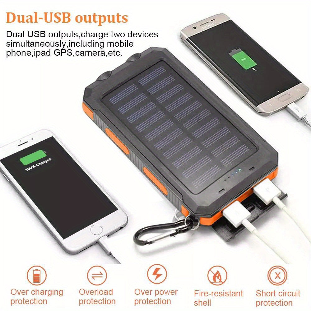 2024 Super 10000mAh USB Portable Charger Solar Power Bank For Cell Phone