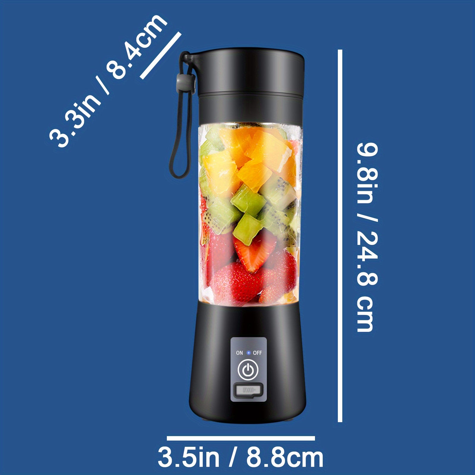 1pc Hattyroom Powerful Portable USB Rechargeable Blender with 6 Blades for Smoothies and Shakes - Ideal for Home, Office, Travel, and Restaurants