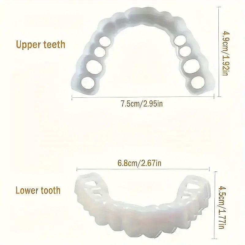 2pcs veneer comfortable fit dentures, white denture top veneer denture accessories for men and women