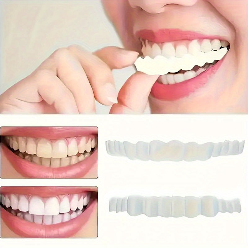 2pcs veneer comfortable fit dentures, white denture top veneer denture accessories for men and women