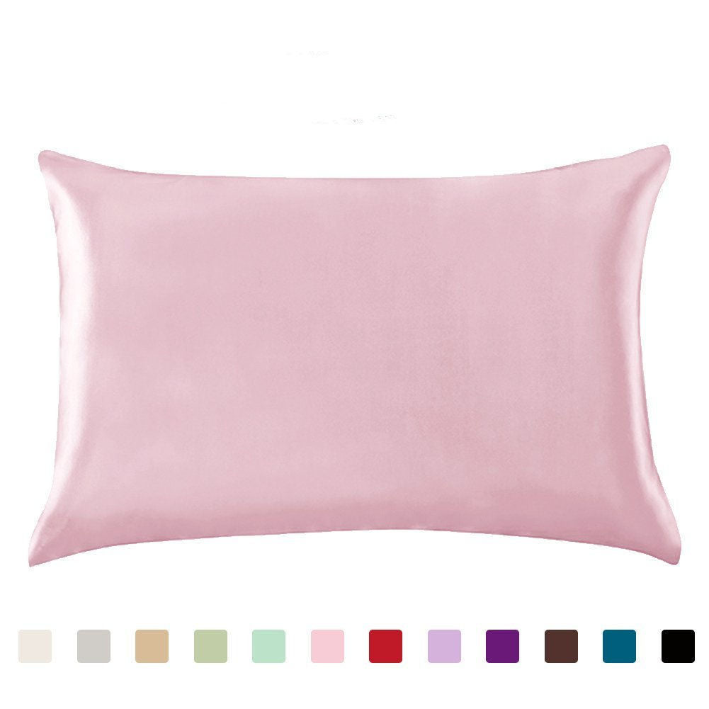 Funda de almohada de satén de color sólido de imitación de seda Funda de almohada individual Funda de almohada de seda helada 