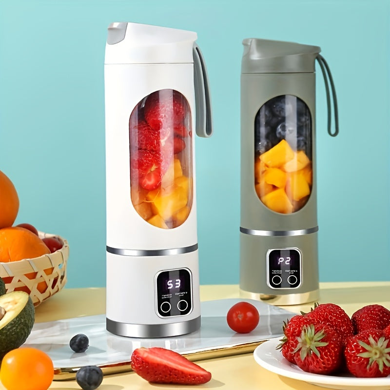 1pc, USB Rechargeable Portable Mini Blender with 3 Modes, Digital Display, 12 Blades, 15.22oz Ice Crusher for Travel, Kitchen Supplies