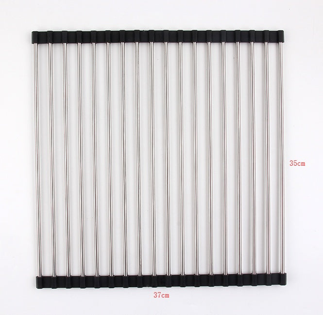 Rejilla para fregadero de cocina plegable de acero inoxidable