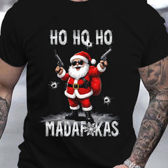 Men's Cool Santa Claus 3D Printed T-shirt - Breathable And Moisture Absorbing Casual Summer Round Neck Short Sleeve Top