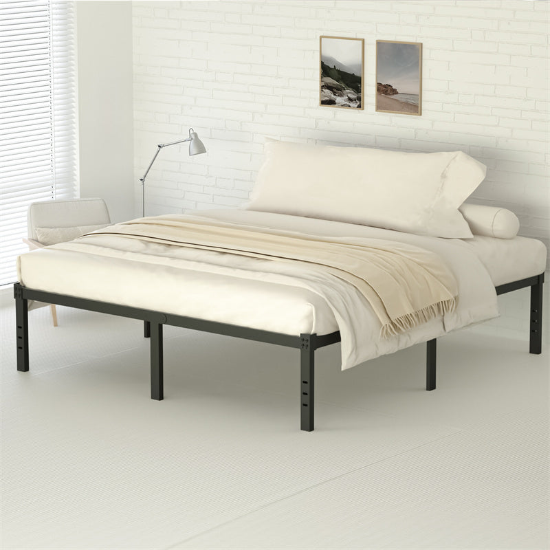 Classic Iron Bed Frame Mattress Under Bed Storage No Box Spring Needed Singe Full Queen King Size Black