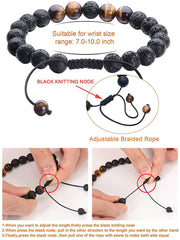 Pulseras de pareja de ojo de tigre Pulsera de cuentas de ágata negra mate