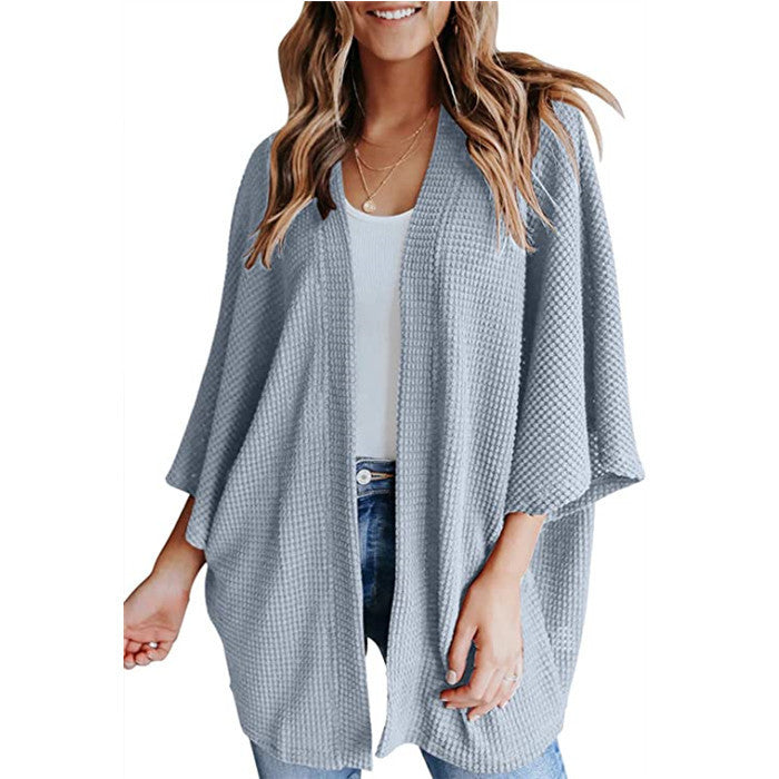 Bat Sleeve Waffle Gerson Women's Cardigan