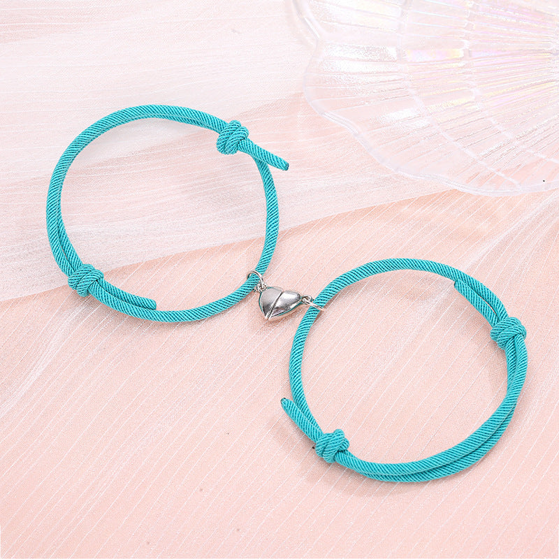 Simple Alloy Love Magnets Attracting Couple Bracelets