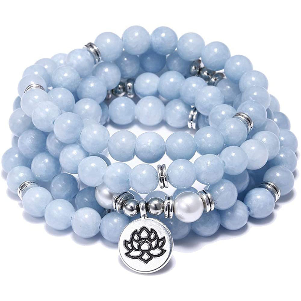 Pulsera de piedra de ojo de tigre de Amazon, collar con 108 cuentas de Buda y pulsera de loto