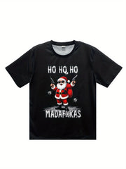 Men's Cool Santa Claus 3D Printed T-shirt - Breathable And Moisture Absorbing Casual Summer Round Neck Short Sleeve Top