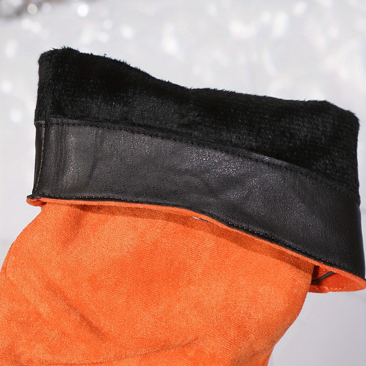 Women's Solid Color Trendy Boots, Buckle Belt Pull On Chunky Heel High Knee Boots, Winter Round Toe Slouchy Boots